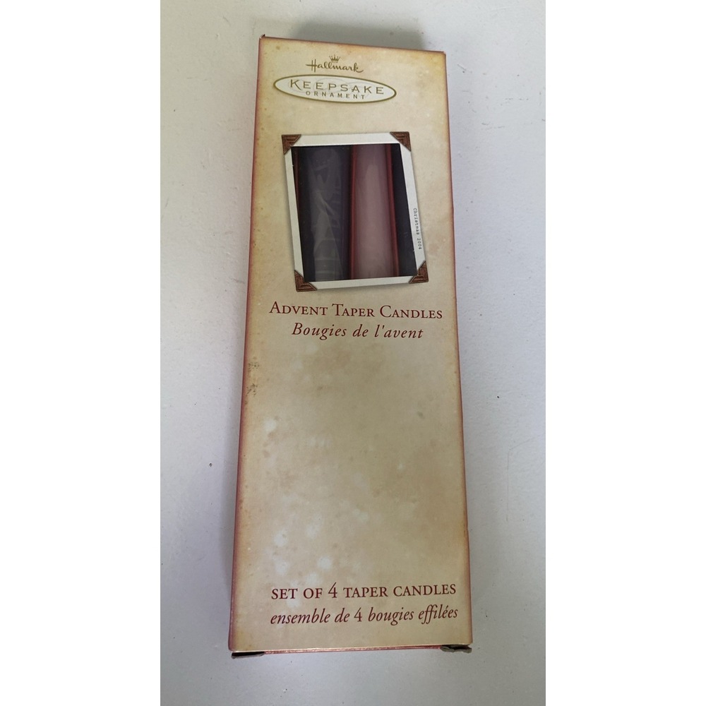 Hallmark ADVENT CANDLES  8" Inch Purple Pink Tapers Set of 4  NEW 2004
